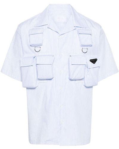 prada white short sleeve shirt|More.